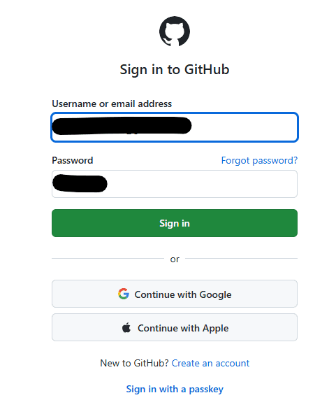 GitHubサインイン画面