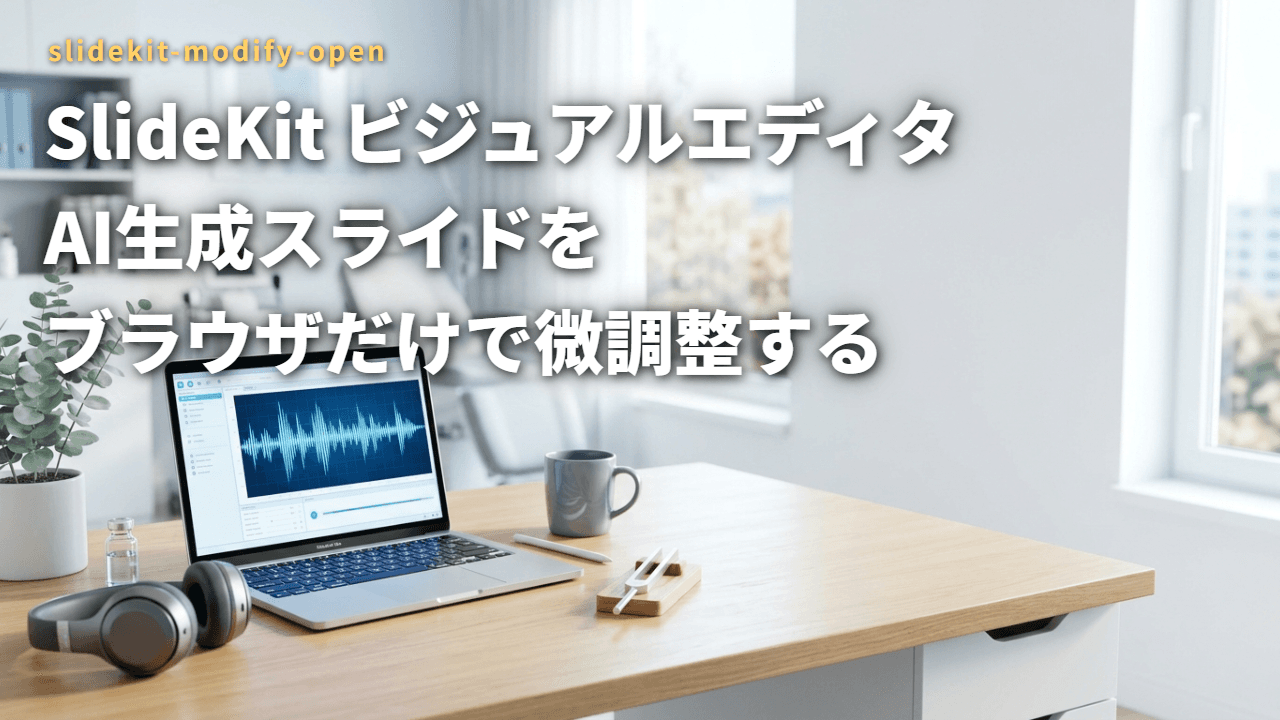 SlideKit ビジュアルエディタ — AI生成スライドをブラウザだけで微調整する
